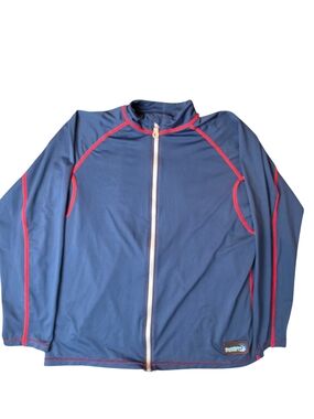 Blue Zip-Front Rash Guard with Pink Trim